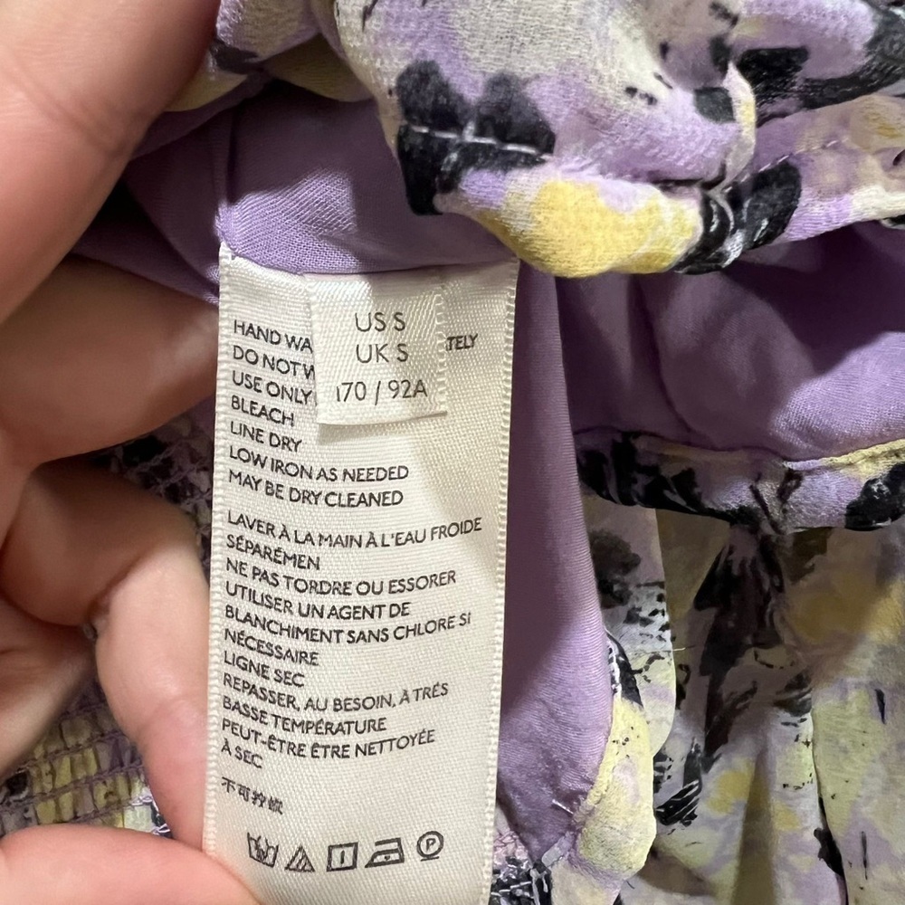 Free People Floral Purple Blouse – Size Small (S) - Picture 5 of 10